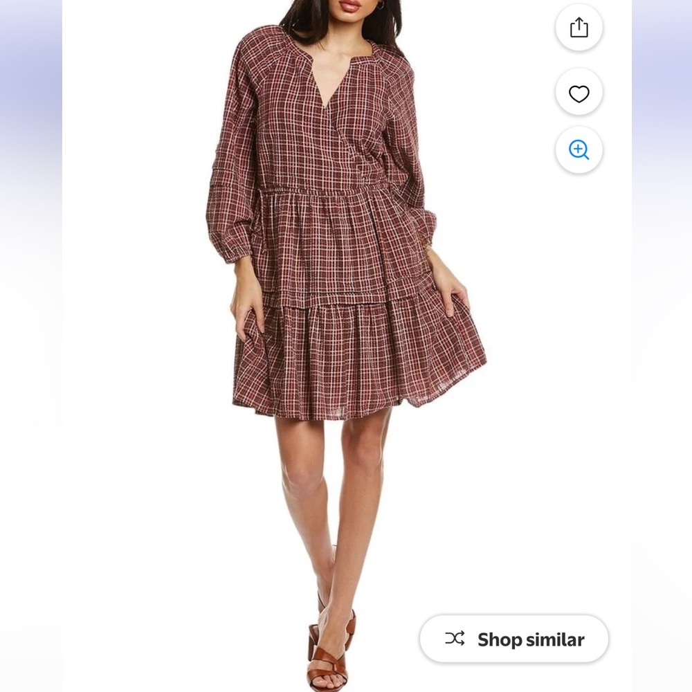 NEW Madewell Seersucker Wrap Mini Dress in Dark Merlot StripSz XS NWT - Picture 3 of 15